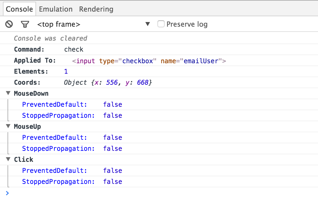 console.log for check